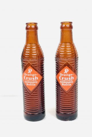Vintage Orange Crush Soda Pop Company Bottle 2 Brown Glass 7oz Bottles Usa