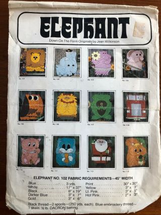Vtg 1980 Down On The Farm Originals Elephant Coverlette Baby Quilt Pattern