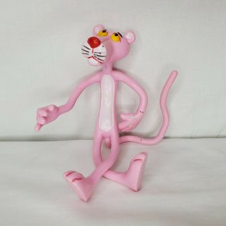 Vintage 80s Pink Panther Figure Bendable Poseable Toy Cartoon Collectible Jesco