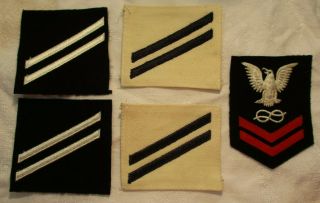 5 Vintage Navy Seaman Patches Ww2 - Korean War Era Pre - Owned Stripes Eagle