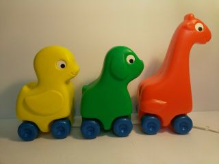 Vintage Little Tikes Pull Along Giraffe,  Duck,  And Dog For Rollin Wagon N Friend