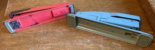 2 VINTAGE SWINGLINE STAPLERS - MODEL 401 RED & GREY MODEL - USA MADE - - 2