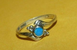 Vintage Southwestern Sterling Silver 925 W/ Turquoise Ornate Petite Ring Size 6