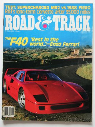 Road And Track October 1987 Ferrari F40 Corvette Pontiac Fiero Mr - St3004000918