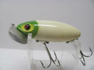 Pristine Arbogast 5/8 Oz.  Jitterbug In Green Head/pearl With Red Pupils