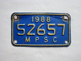 1988 Michigan Public Service Motorcycle Vintage License Plate 52657