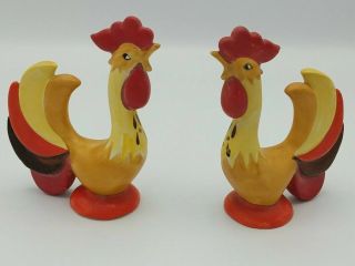 Vintage Holt Howard Crowing Rooster Salt & Pepper Shaker Set 1964 Japan Chickens