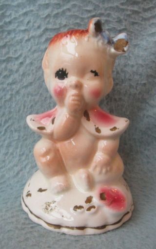Vintage Baby Girl Sucking Her Thumb 3.  5 " Figurine Figure Made In Japan?
