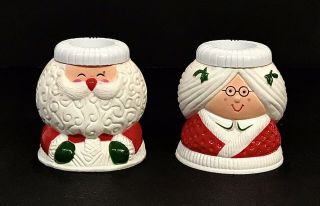 Vintage Hallmark Santa Claus Christmas Candle Holder Set Of 2 Mr.  & Mrs.  Claus