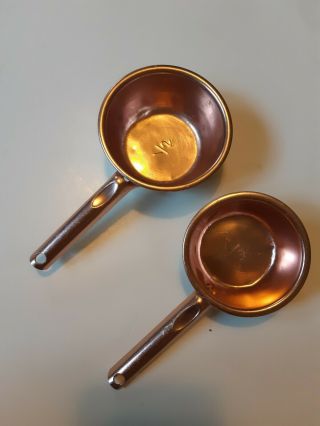 2 Vintage Copper Colored Aluminum Measuring Cups 1 1/2 1/3