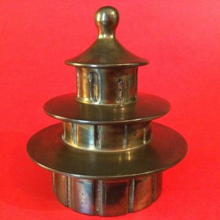Brass Temple Bell Rare Vintage/antique 3 1/4 " Tall Temple Shaped