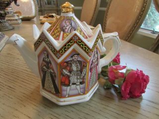 Vtg Sadler Teapot King Henry Viii And His Six Wives Staffordshire England 4440