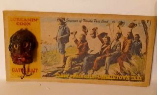 Vintage Novelty Of Old Florida Souvenir Post Card Style Cigar Man Fishing Lure