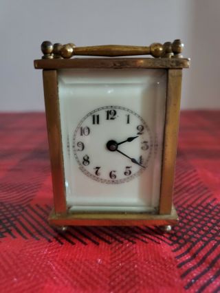 Antique Miniature Waterbury Solid Brass Carriage Clock Or For Repair