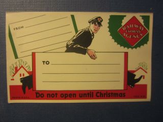 Old 1939 Railway Express Agency - Package Label - Do Not Open Until Christmas