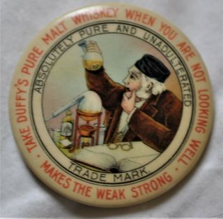 Antique Celluloid Advertising Pocket Mirror,  Duffy 