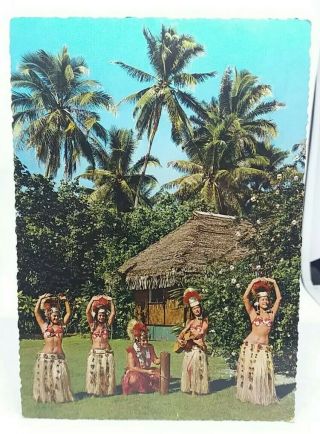Vintage Postcard Polynesian Hula Girls Dancers Tahiti Posted 1974