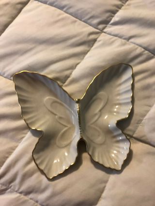 Vintage Usa Lenox Fine China Gold Trim Butterfly Divided Dish Plate Tray