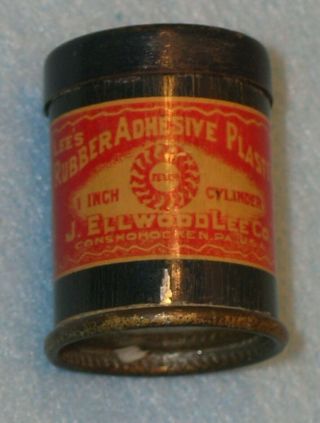 Antique J Ellwood Lee Rubber Adhesive Plaster Tin Conshohocken Pa