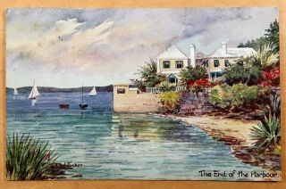 The End Of The Harbour,  Bermuda Vintage Postcard Ethel Tucker Artist - Signed 1947