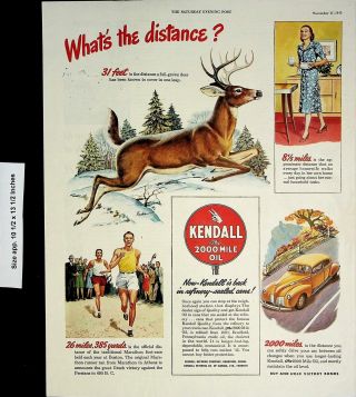 1945 Victory Roads Kendall 2000 Mile Oil Deer Run Vintage Print Ad 4268