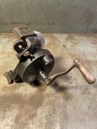 Antique Hand Crank Bench Mount Tool Grinder The Luther Line For Toolmakers