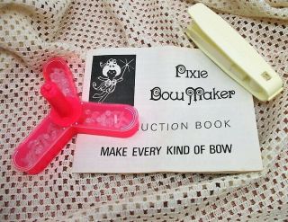 Vintage Pixie Bow Maker With Instructions - Includes 43 Pins Diy Bows Pink