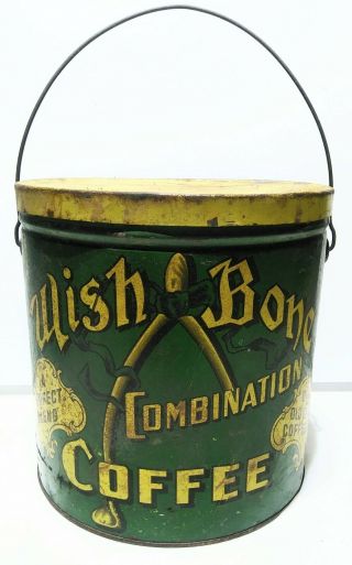 Antique Wish Bone Coffee Tin Bunn Capital Grocery Bloomington Springfield Il