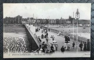 Vintage C1910 Weston - - Mare Postcard Unposted The Grand Pier By Selecta