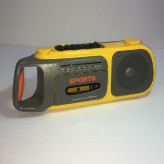 Vtg Sony Sports Cfm - 104 Am/fm Cassette Player Portable Yellow Radio Only