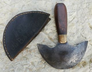 Antique Leather Tool C S Osborne - Round Knife With Sheath