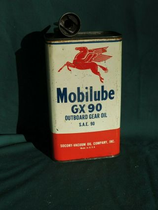 Antique Mobil Lube Gx 90 Outboard Gear Oil Can Socony Vacuum Oil Company 3