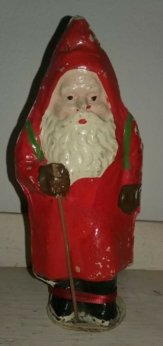 Antique Pressed Cardboard Santa Claus Candy Container