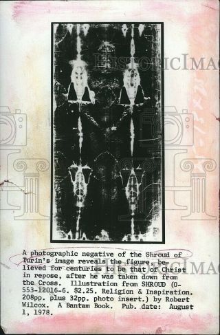 1978 Press Photo Photograph Negative Of The Shroud Of Turin 5x7