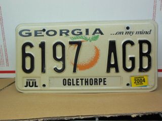 License Plate 6197 Agb = July 2004 Oglethorpe County Georgia Peach