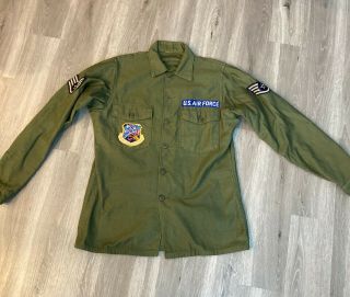 Vintage 1970’s Us Air Force Button - Up Long Sleeve Uniform Shirt Medium - Large