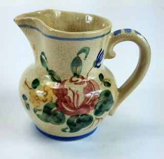 Vintage Red Wing Hand Painted Creamer Pitcher Jar With Handle