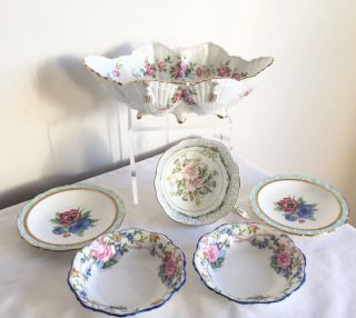 Vintage Paragon Porcelain Er Flowers Cup & 2 Dishes & Aynsley Bowl & 2 Dishes