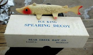 Vintage Ice King Bear Creek Small Northern Pike Fish Decoy