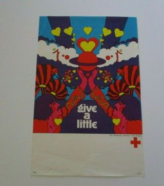 Vintage Peter Max ? Poster Give A Little The American National Red Cross Pop Art