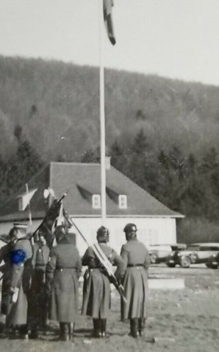 WW2 Vintage Photo of German Military Soldiers By Flag Pole World War II 2