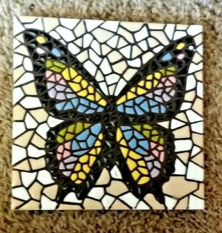 Art Tile Trivet Hot Plate Butterfly Ceramic Mosaic Southwest Vintage