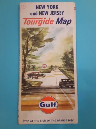 Vintage Gulf - York And Jersey Tourgide Map - Oil Gas Station Road Map