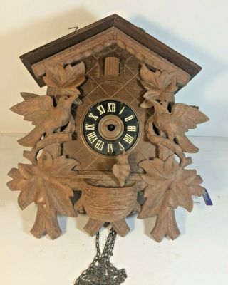 Antique Cuckoo Clock Black Forest Germany Birds Nest & Birds Fancy Regula Pendel