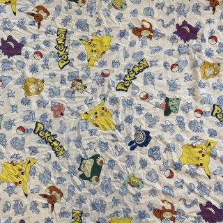 Vintage 1995 Pokemon Characters Twin Size Blanket Flat Sheet 90 " X65 "
