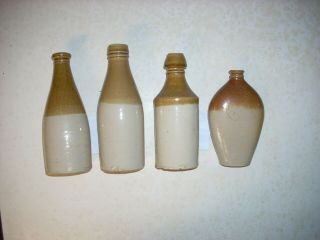 Vintage Antique Stoneware Salt Glazed Ginger Beer Bottles [ Pre 1900 ]
