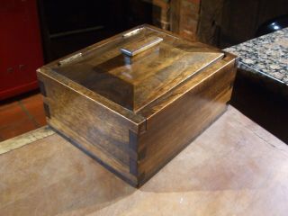 Vintage Solid Mahogany Storage Box Colour And Grain,  Great Dove Tails
