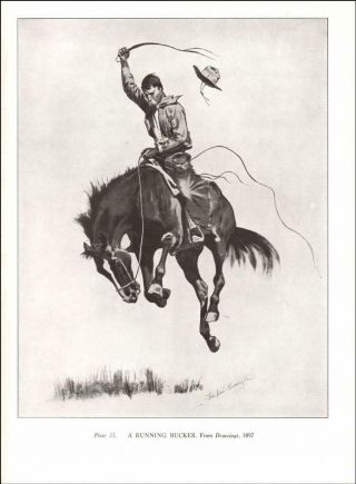 Cowboy Riding A Running Bucker Horse,  Frederic Remington,  Vintage 1947