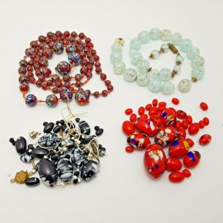 Vintage Antique Murano Venetian Glass Necklace Beads Loose Repair Bundle 43