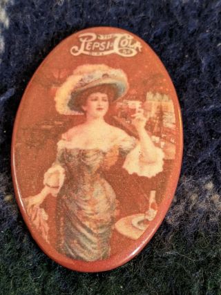 Vintage Or Antique Pepsi - Cola Celluloid Advertising Pocket Mirror - Gibson Girl